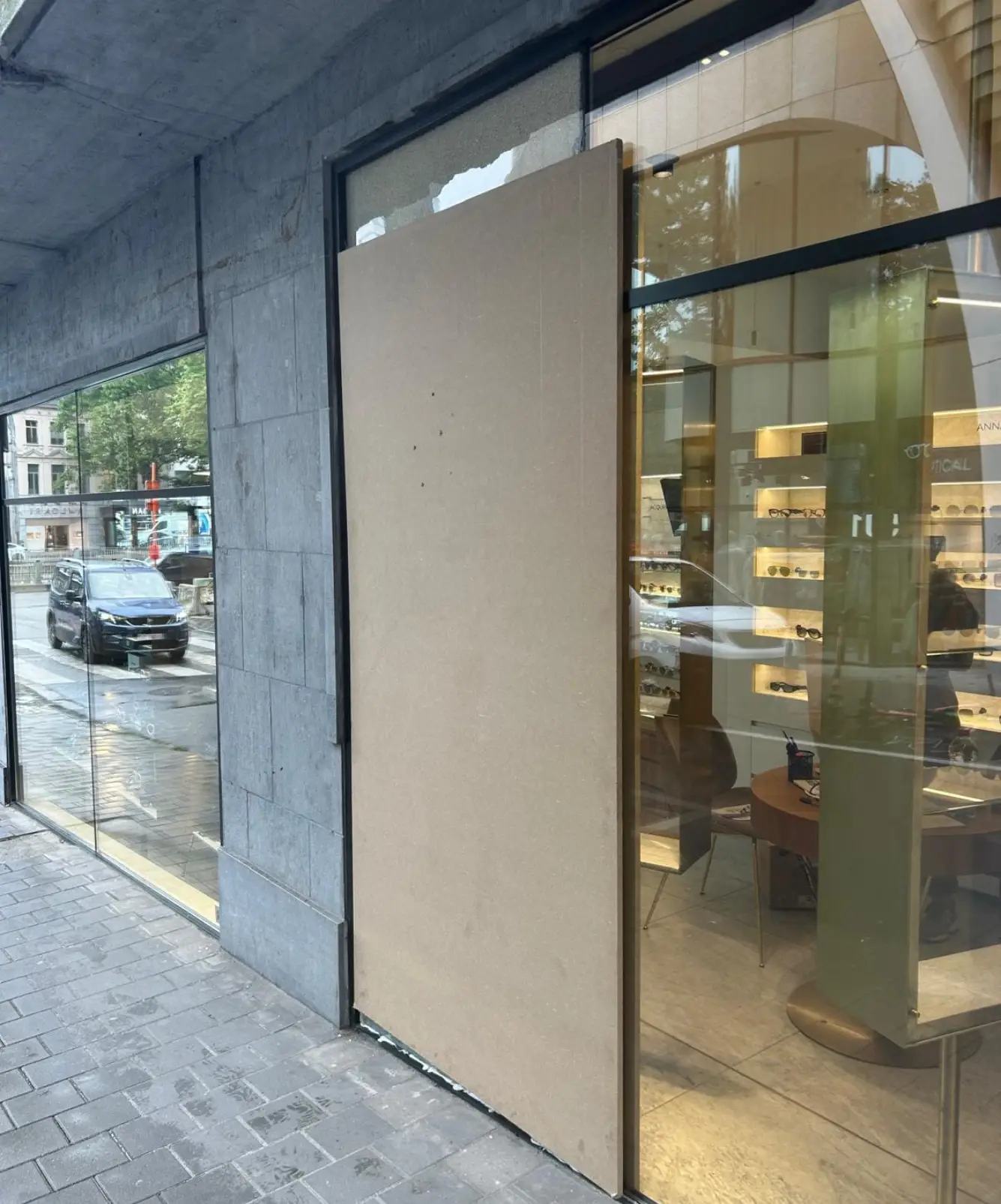 a store front with a door open